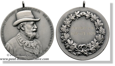 1929 shooting medal that commemorates the Mauser medal for the Mauser’s 70th birthday. All Rights Reserved.